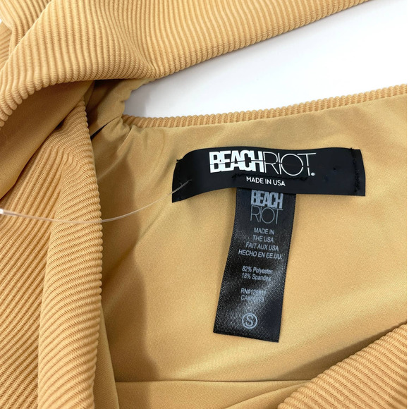 Beach Riot Celine Ribbed One Piece Bathing Suit In Golden Sands Small New - Picture 10 of 11